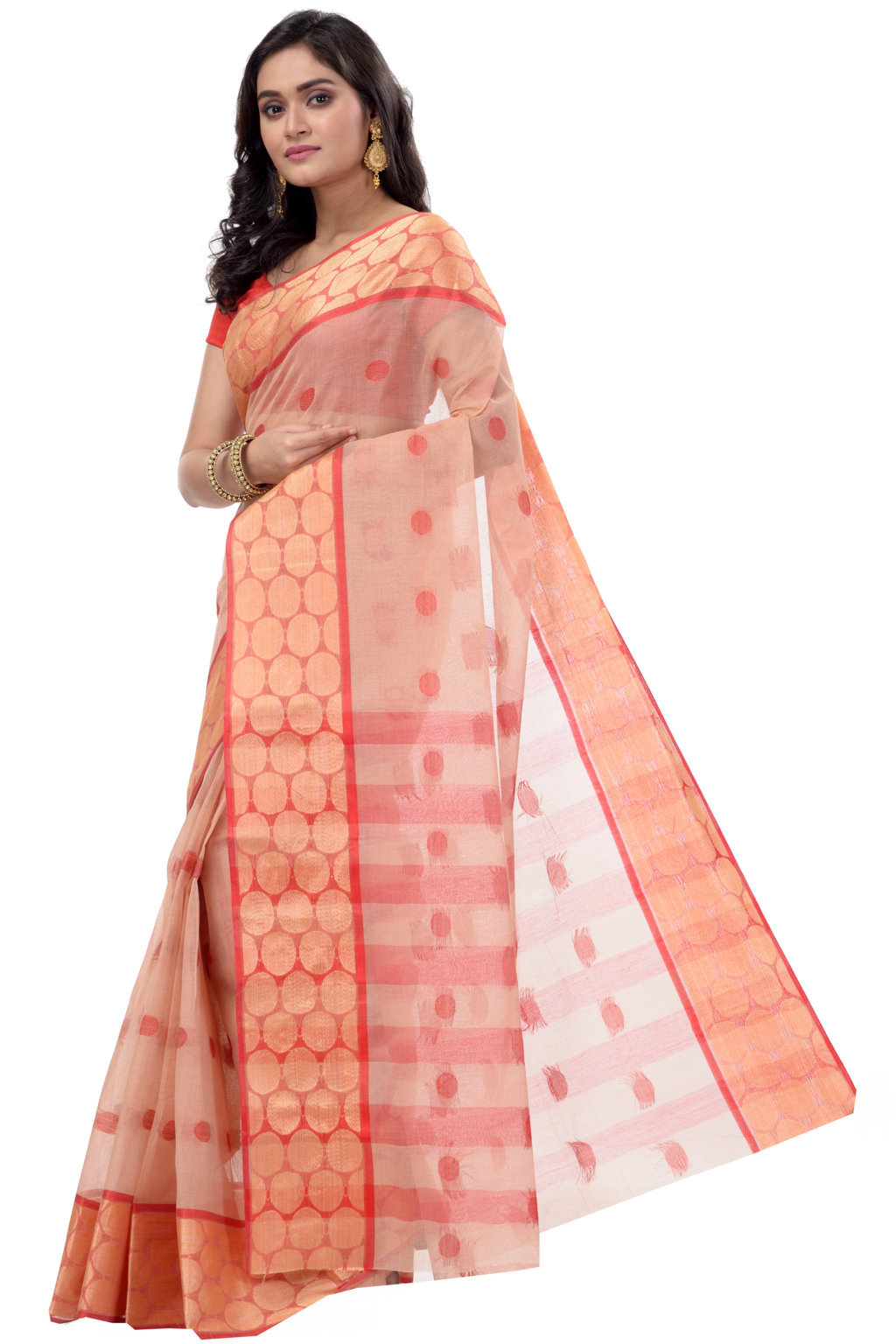 Off-White Pure Cotton Ganga Jamuna Tant Saree (373)